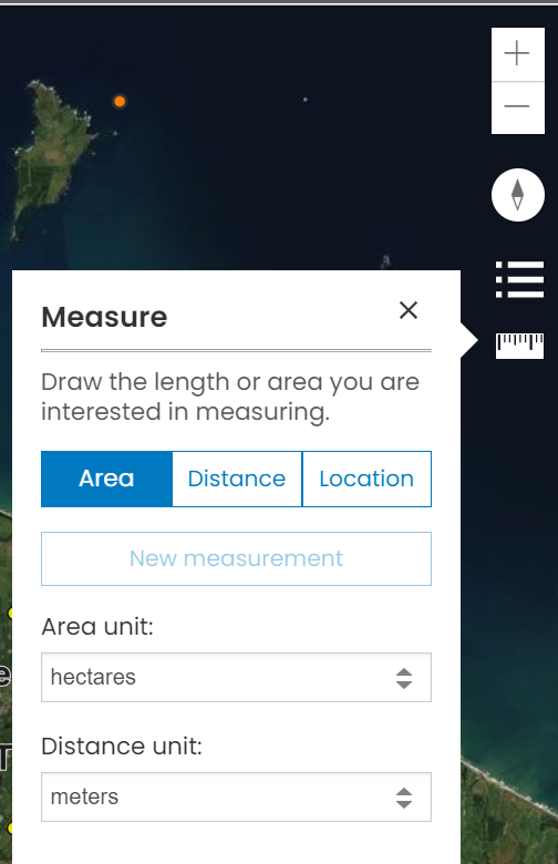 Screenshot of Landkind illustrating the measurement widget
