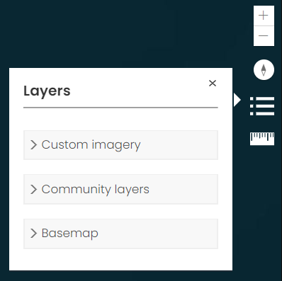 Screenshot of Landkind illustrating the layer widget