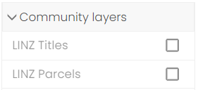 Screenshot of Landkind illustrating the ability to toggle on community layers